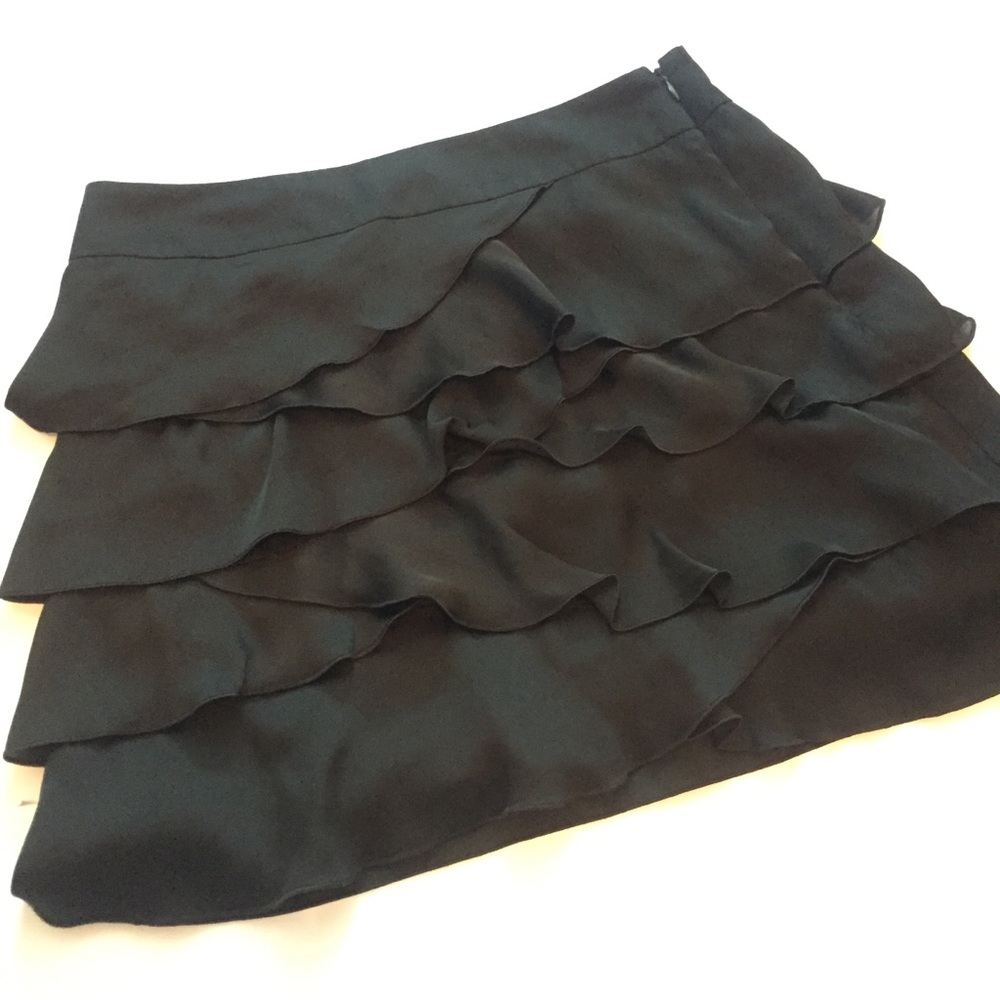 F21 Silk Ruffled Mini Skirt